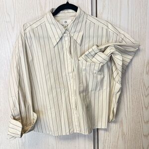 Banana republic button up crop square stripped shirt